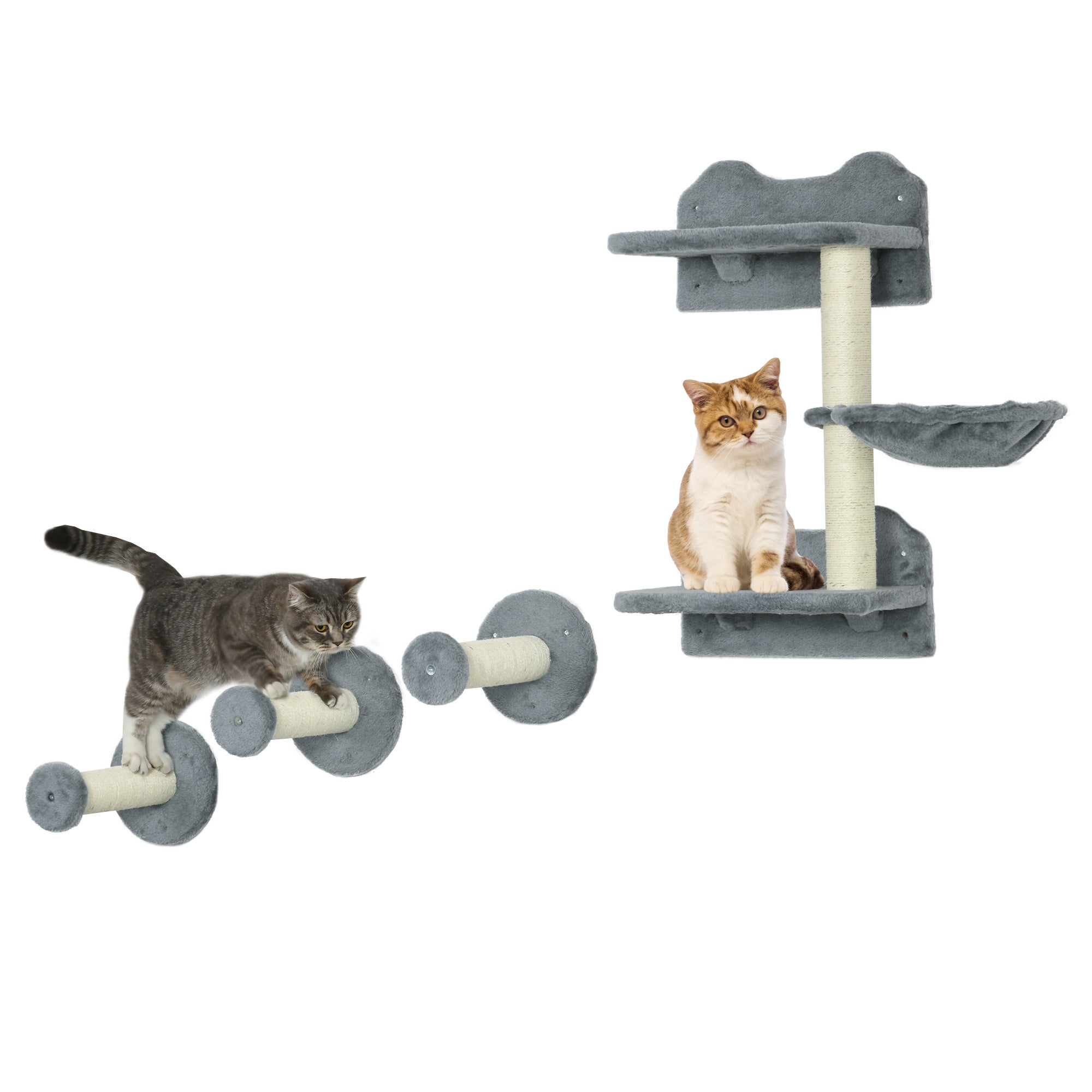 PawHut Cat Racks Chipboard, Grey Polyester 40x28x73 cm D30-554V00GY ...