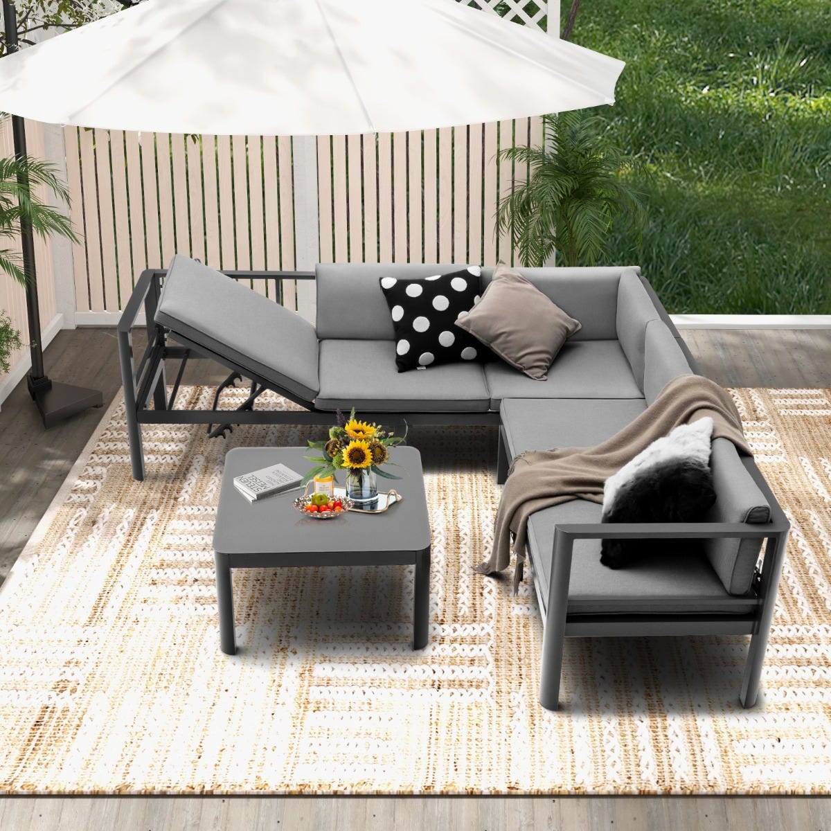 Housse De Protection Imperméable Pour Salon De Jardin - 200x180x120 Cm, Tissu Oxford 600D, Avec Corde Et Boucles
