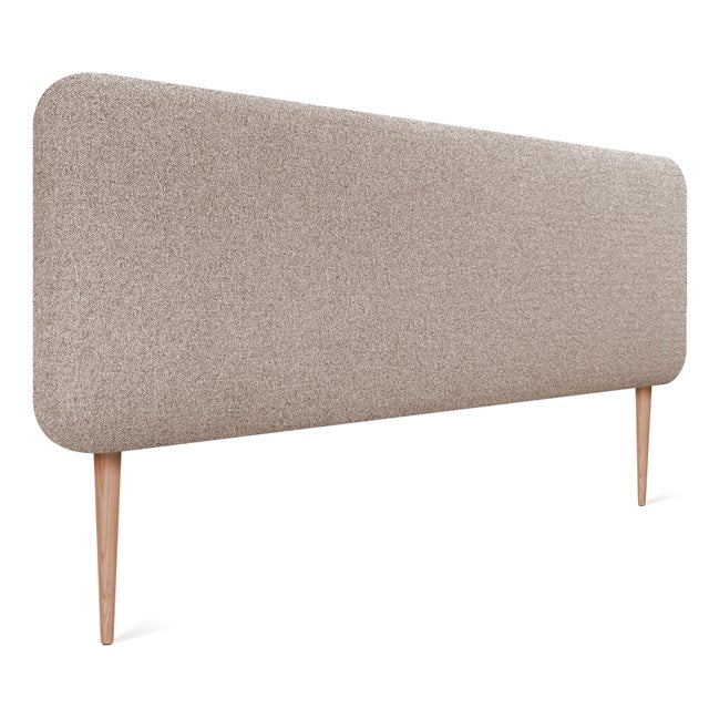 DHOME Tête de Lit Capitonnée Lisse Arrondie en Tissu avec Pieds pour Mur | Panneaux Acoustiques Absorbants Chambre (Sable, 140cm)