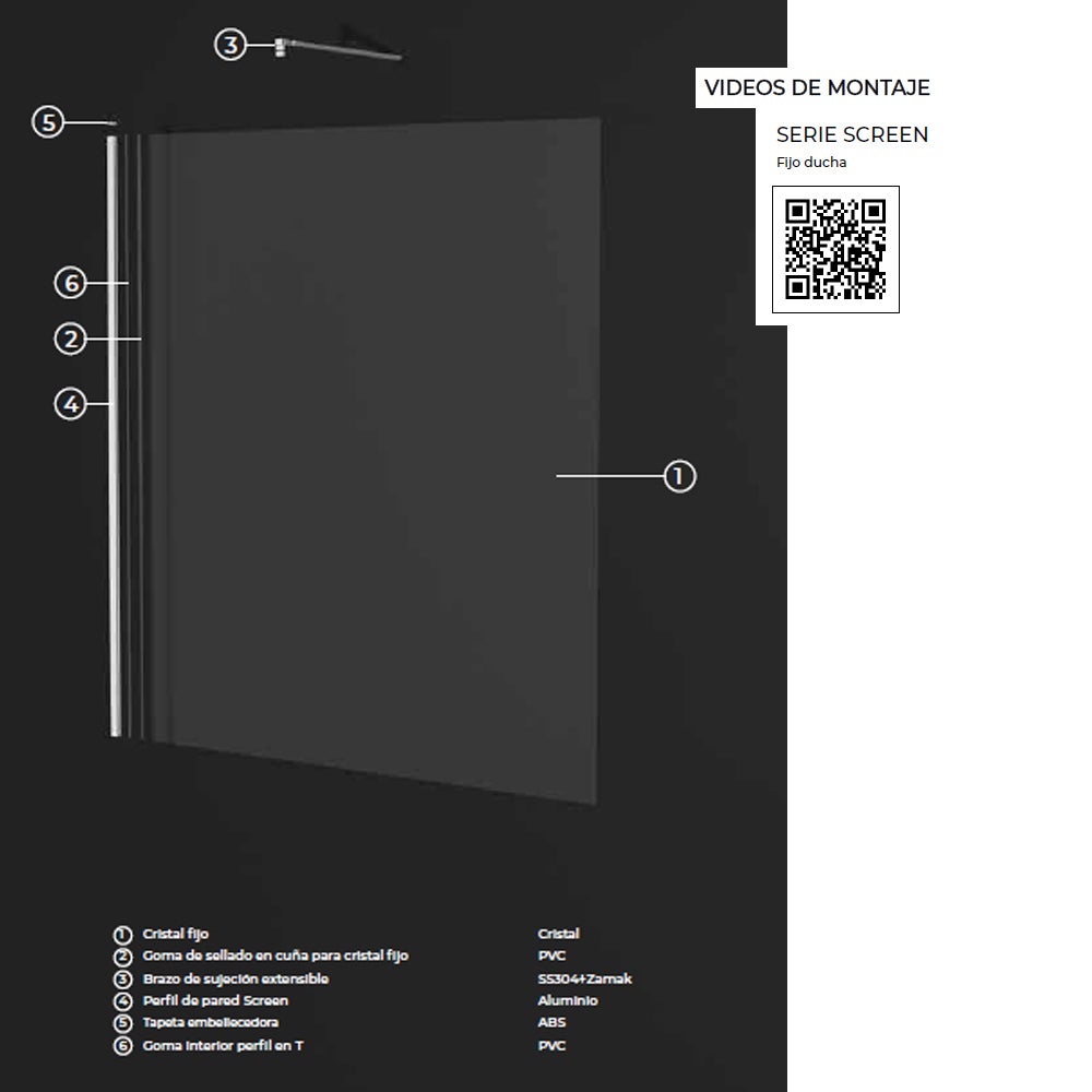 Painel de Chuveiro Fixo Walk In | Vidro Temperado 8mm Anticalcário Transparente | Altura 200cm | Branco Mate 120cm - 4