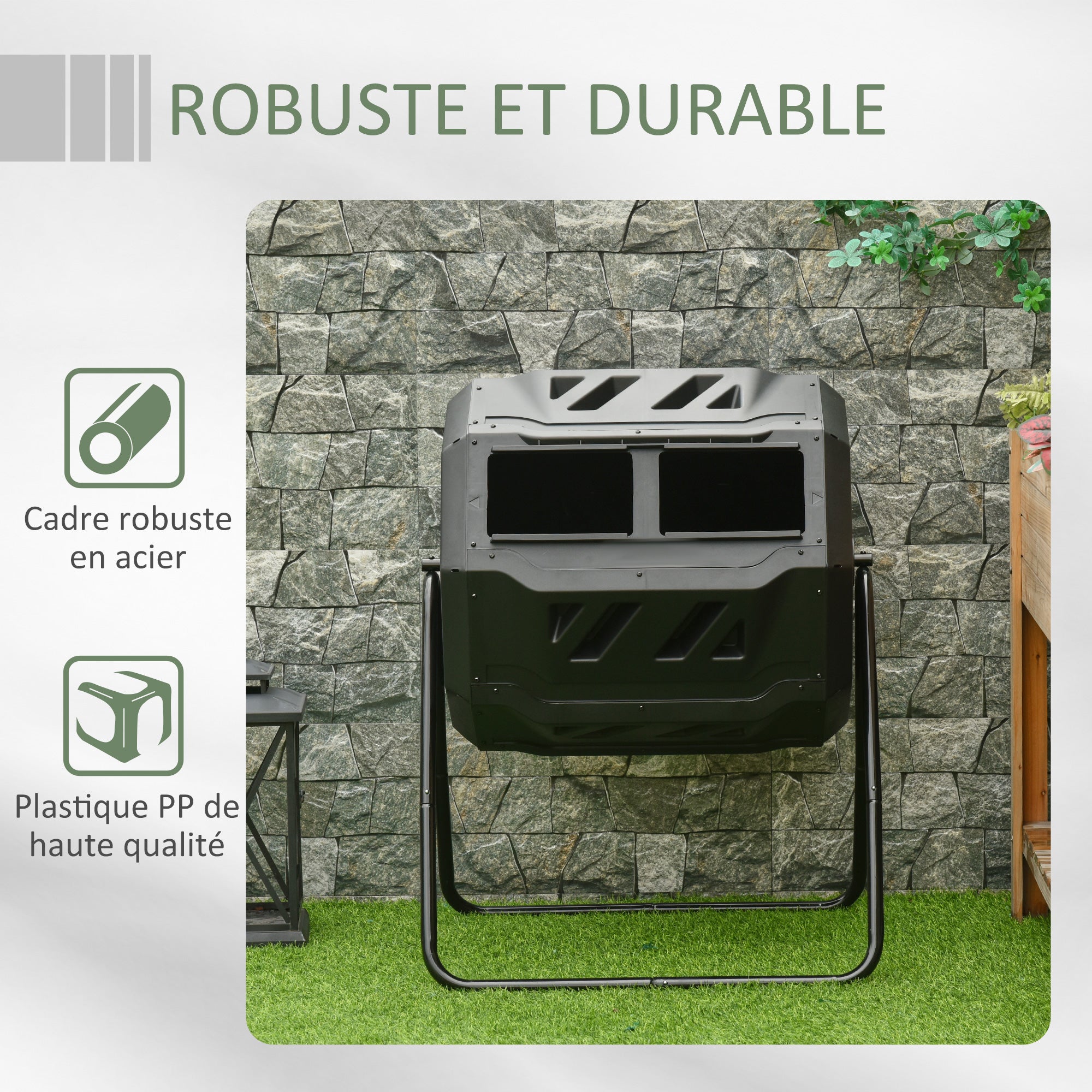 tonneau de compostage Plastique PP Outsunny - 4