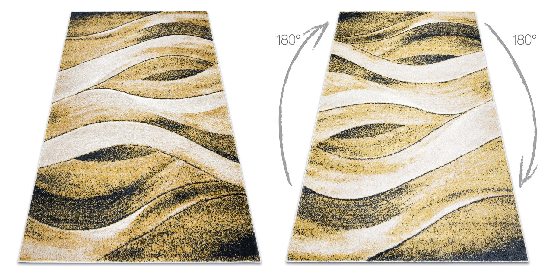 Dywan FUSION 1617 żółty / krem - Fale, nowoczesny, abstrakcyjny 120x170 cm - 3