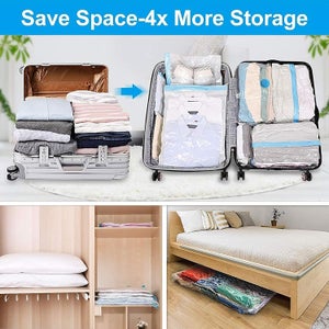 Em Home Kit De 6 Bolsas De Vacío - Ahorra Hasta Un 75% De Espacio - 60x80cm - Ideal Para Ropa, Edredones Y Almacenaje En Casa