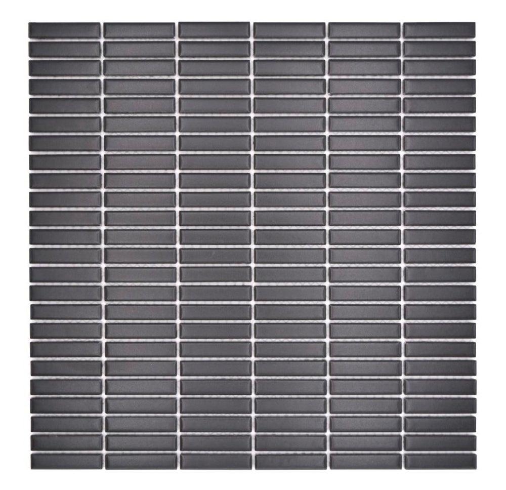 Mosaico cerámico efecto bambú en negro mate - 10 láminas de mosaico