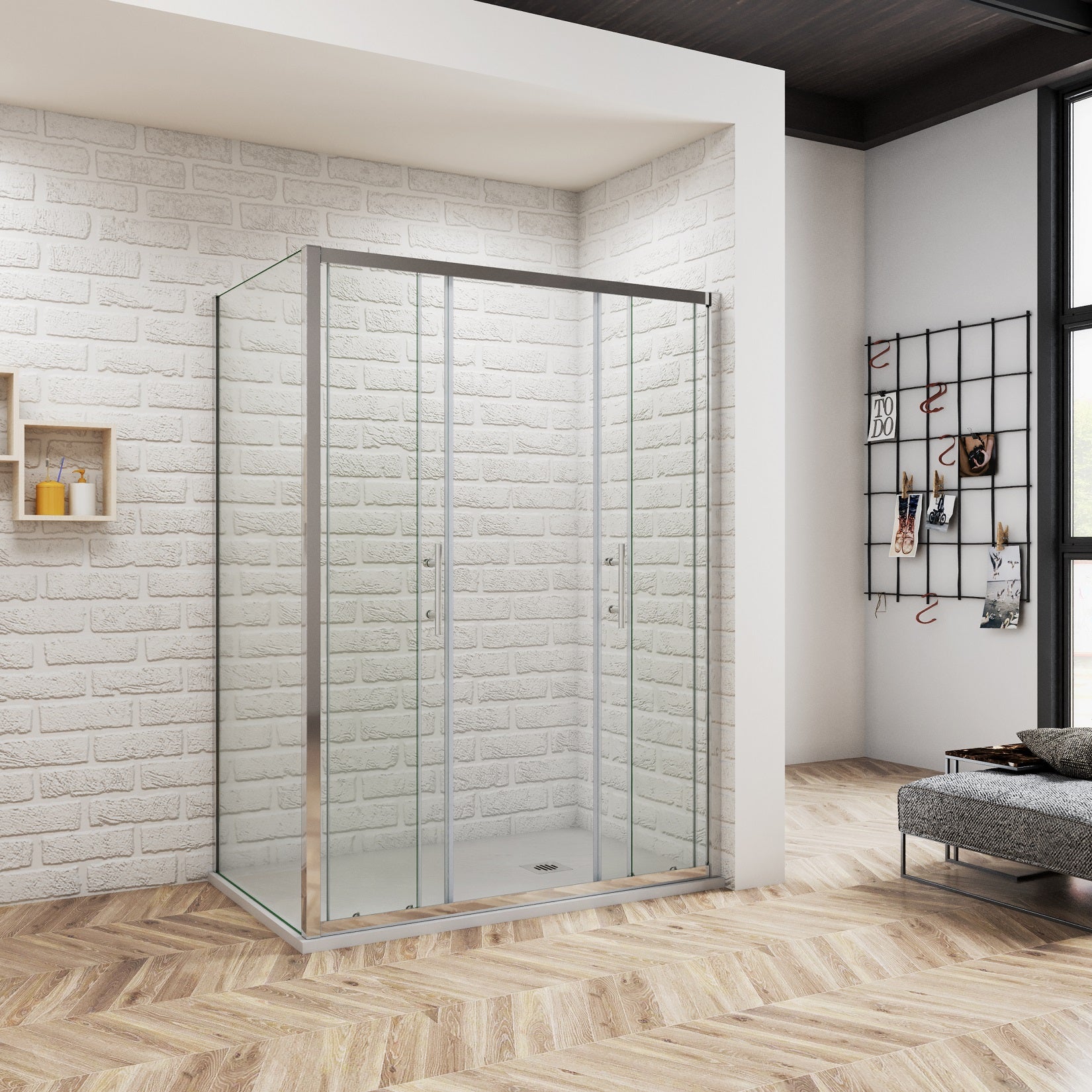 Cabine de douche 120x80x190 cm - Porte coulissante + paroi latérale - Étanchéité renforcée - Montage facile - 3