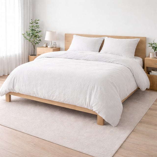 Parure de lit 260 x 240 cm Sienna Blanc + 2 taies 63x63 cm – Double face gaze de coton & coton 57 fils