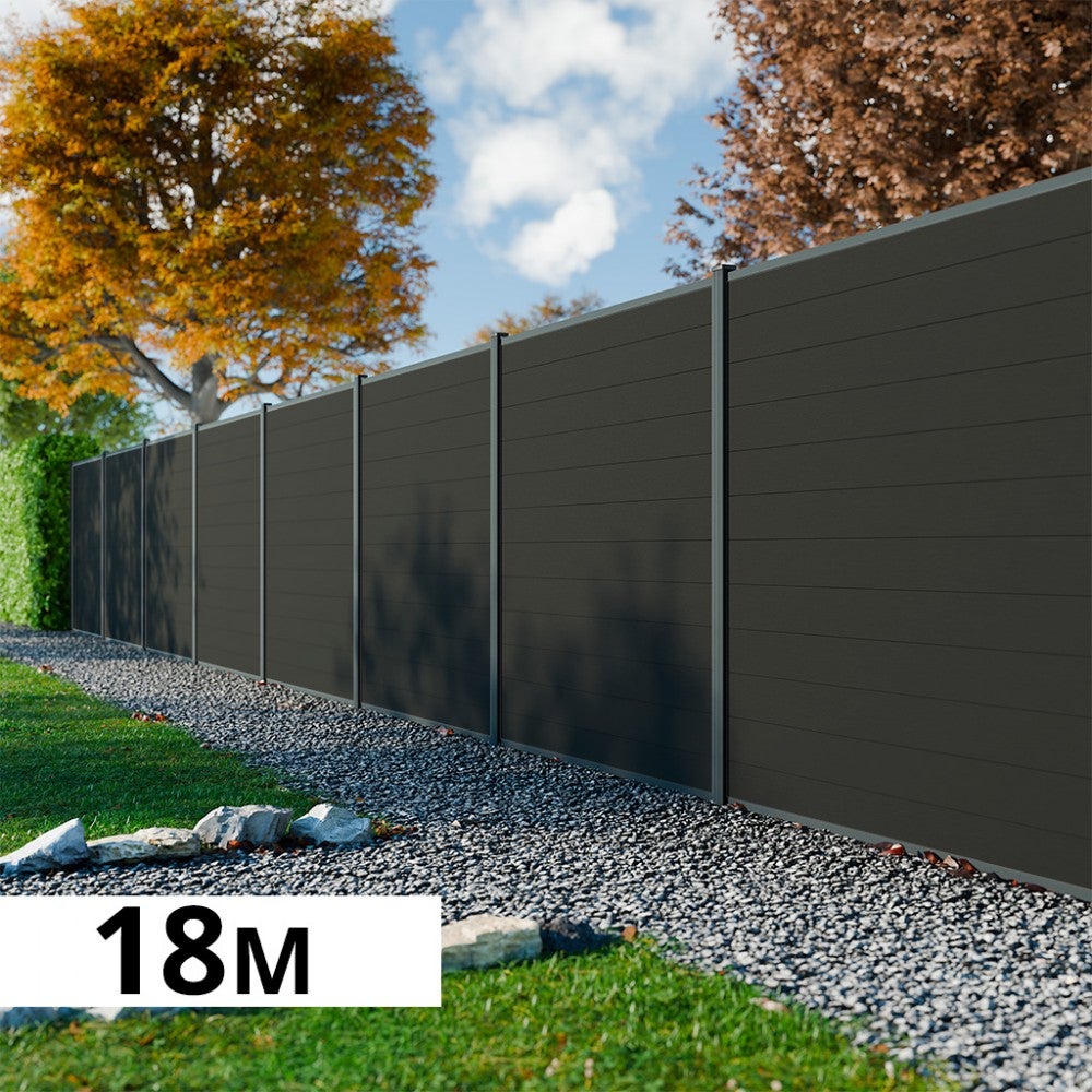 Kit Cloture Composite RIO Anthracite 18x1,8m - Bois composite ...