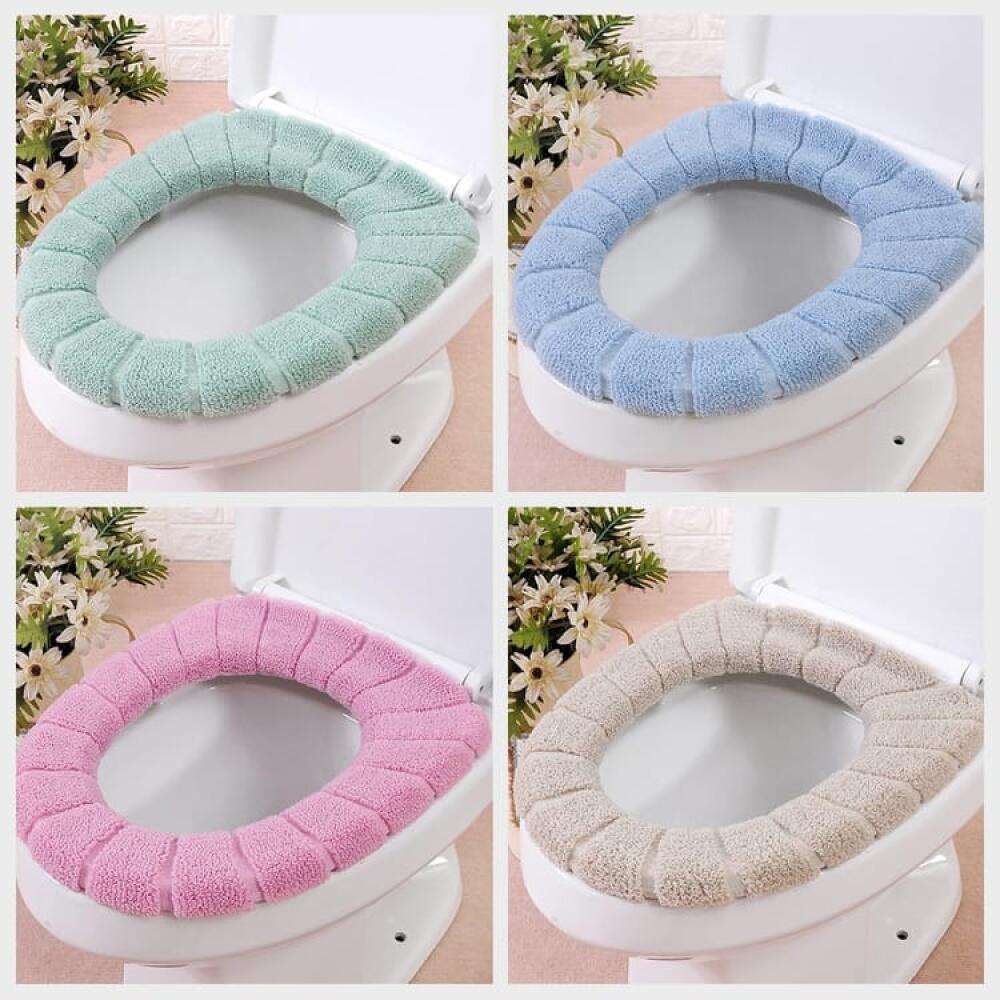 4 Pcs Housse De Siège De Toilette Tapis De Coussin De Toilette Rétractable Coussinets De Siège De Toilette Lavables Doux Housse Toilette Lavable Adap - 4
