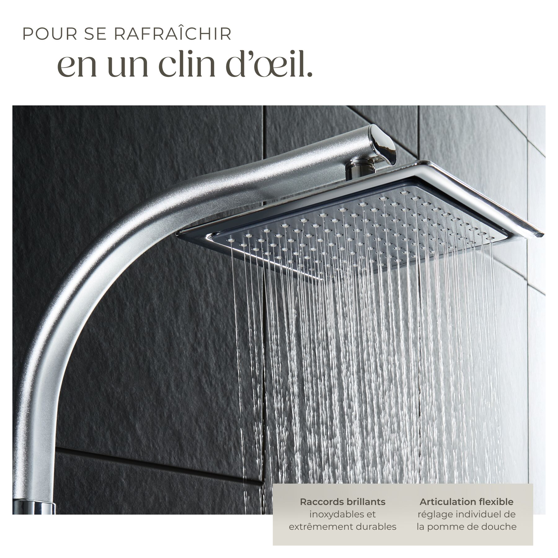 Colonne de douche à effet pluie en alliage en aluminium avec porte savon TECTAKE - 7