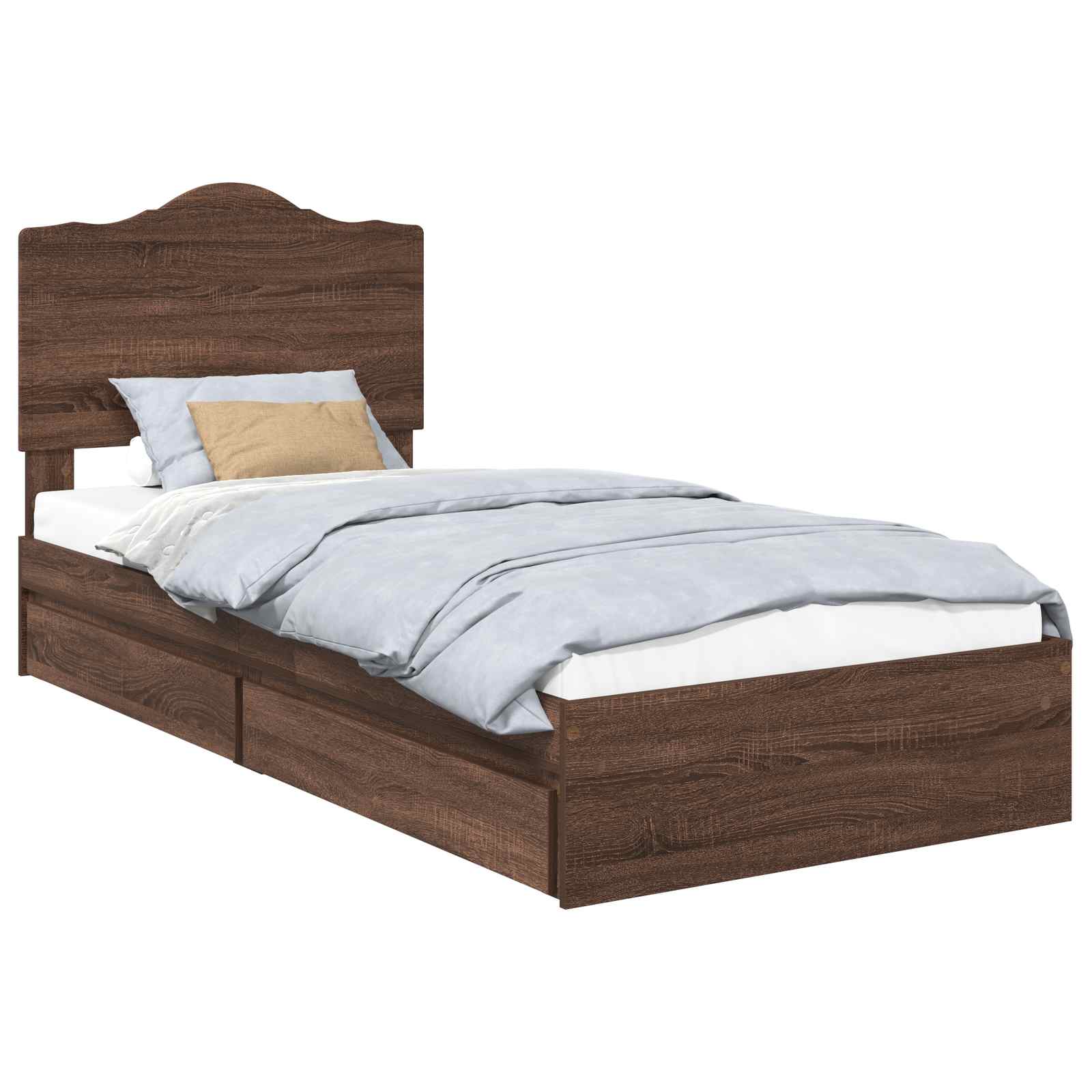 Lit de rangement chêne brun 70 x 190 cm panneau de bois - 2