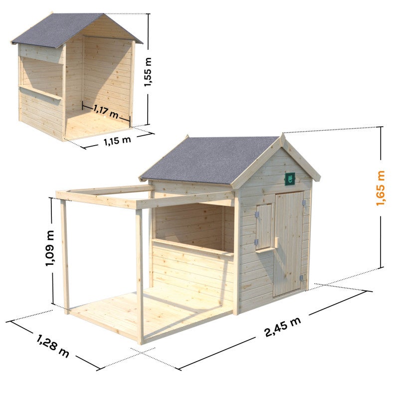 Cabane avec pergola et plancher pour enfants ÉPICERIE - 5