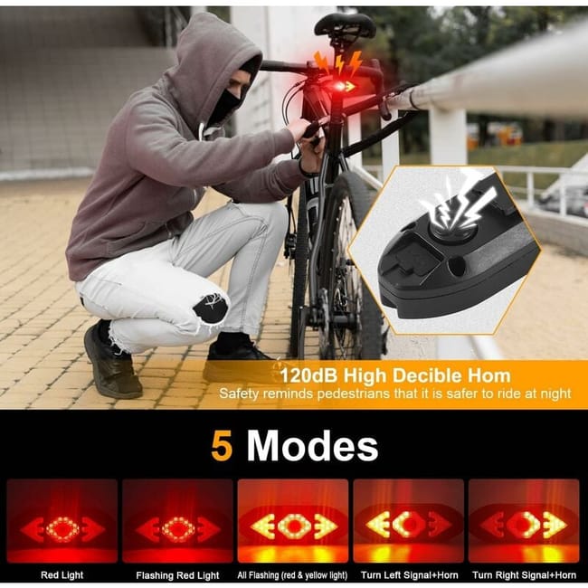 Indicatore di direzione per bici a LED Luce posteriore Luci per bicicletta remote Lampada per bicicletta ricaricabile trame USB Fanale posteriore di avvertimento wireless per bici 18 Indicatore di direzione per bici a LED Luce posteriore Luci per bicicletta remote Lampada per bicicletta ricaricabile trame USB Fanale posteriore di avvertimento wireless per bici 18