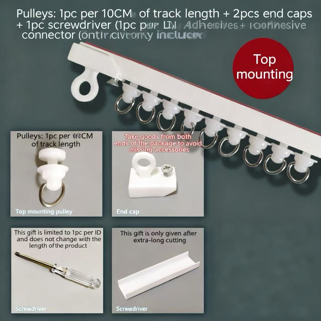 Riel de cortina de pared, 3m, riel autoadhesivo con 30 ruedas, barra de cortina de techo, adecuado para baños y dormitorios. - 8