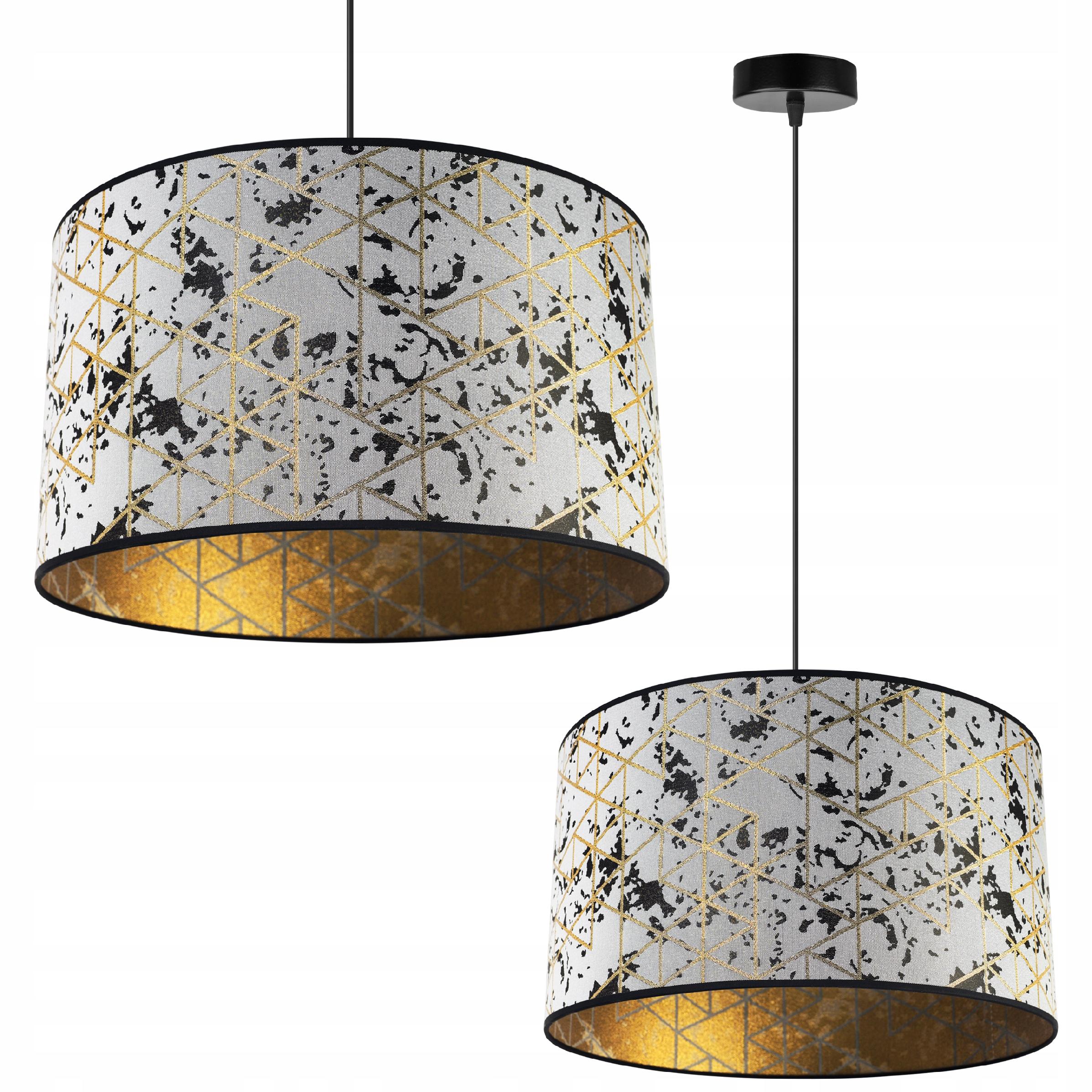 Lampa sufitowa wisząca chic Werona 1xE27 klosz owalny wzorzysty biały/złoty Light Home LH