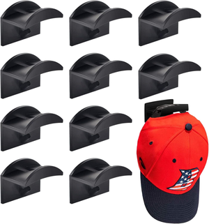 Mkono Appendiabiti da parete per cappellini da baseball, con 20 ganci, moderno supporto per cappelli in metallo, da parete, per armadio, porta, camera da letto, ingresso, lavanderia, set da 2, nero