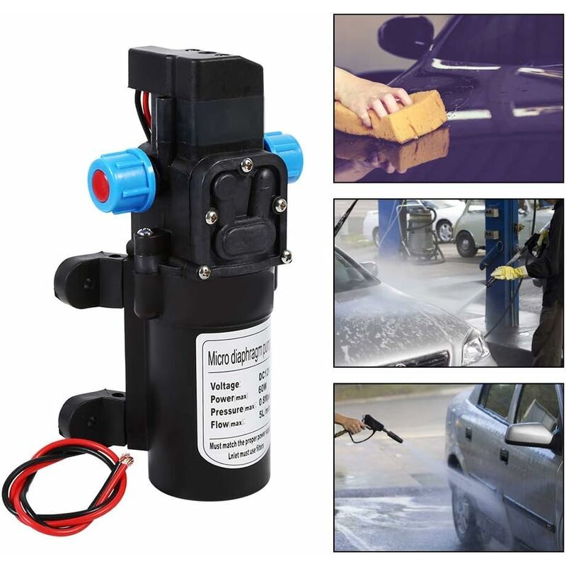 Bomba de agua de alta presión - Bomba de diafragma de 12 V CC, 116 PSI, 5 L/min, autocebante, para caravanas, s y jardines - 2