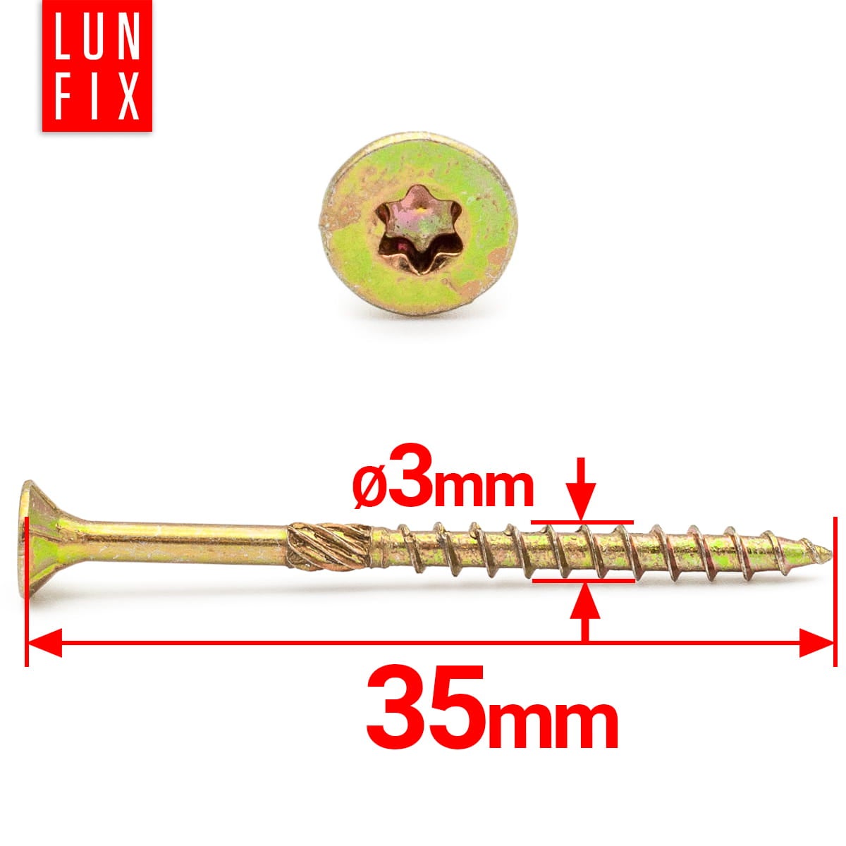 Wkręty ciesielskie z łbem stożkowym 3x35mm 500szt. - 2