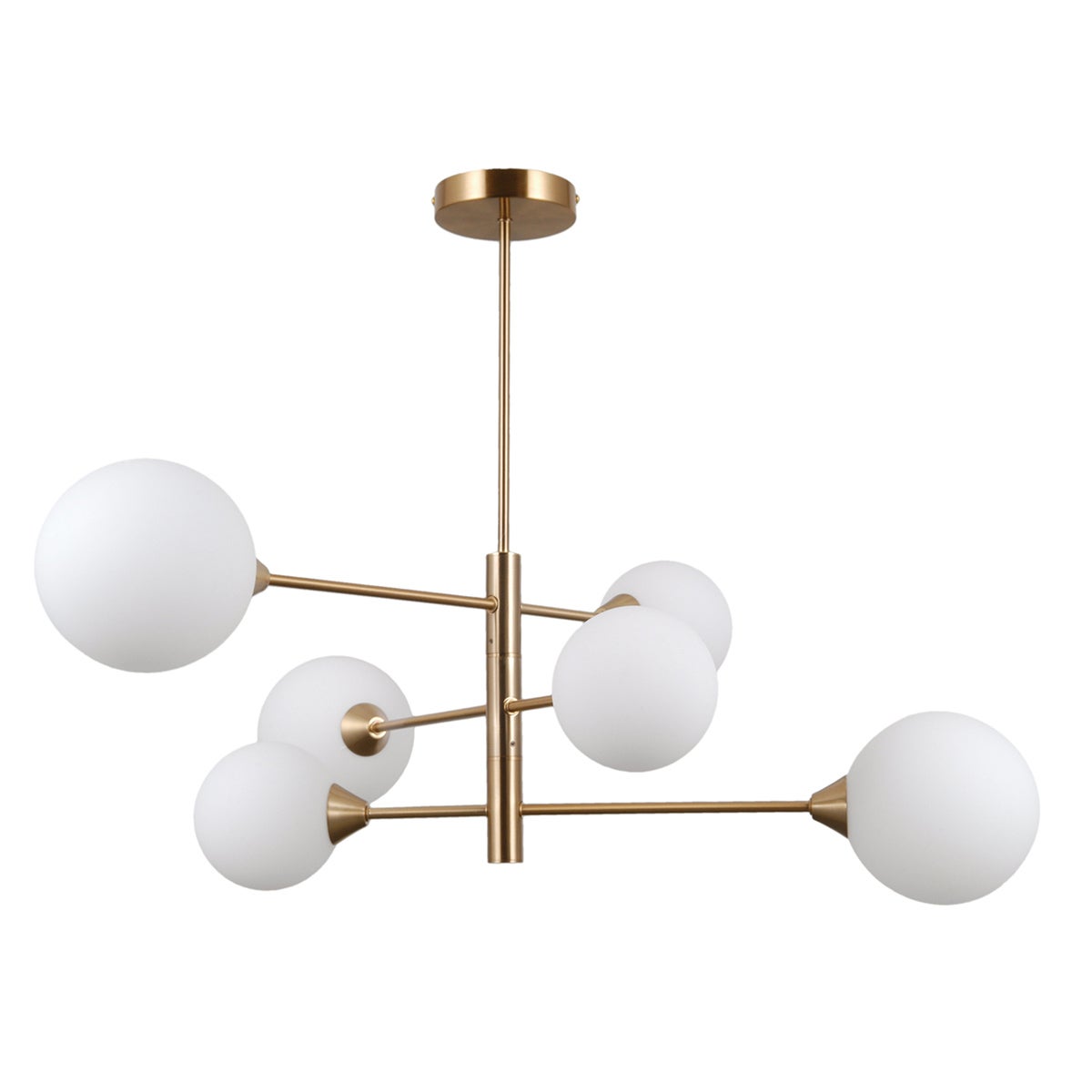 Lampa wisząca białe kule Evora mosiężno-złota 6xG9x5W metal wym:59x64x64cm IP20 Italux