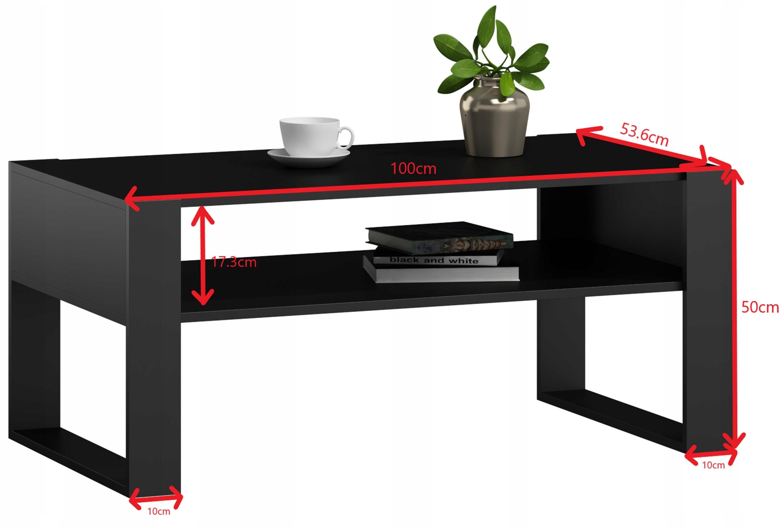 Ława stolik kawowy KAJA czarna loft retro 100cm - 3