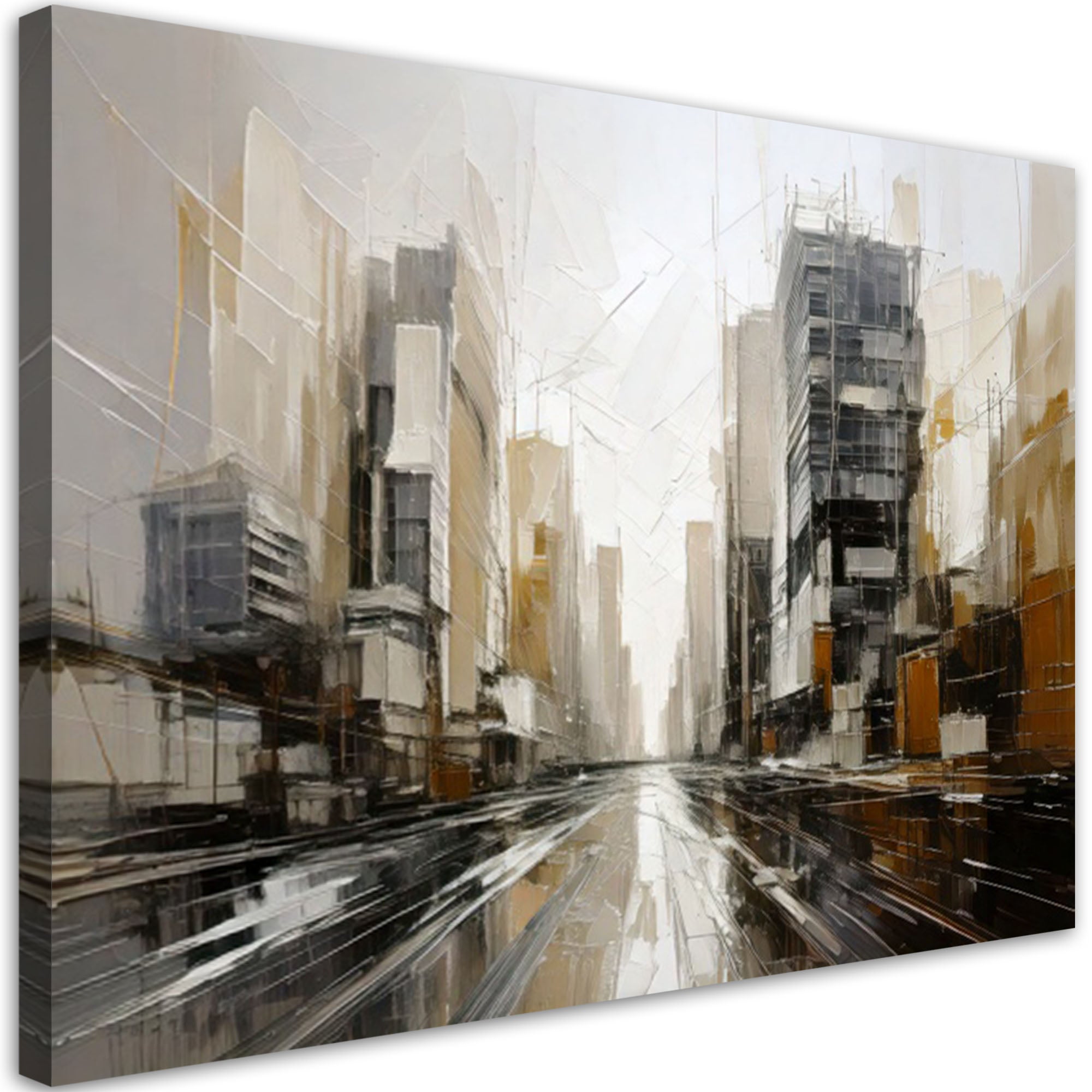 Obraz do salonu pejzaż miejski abstrakcja w szarościach 60x40
