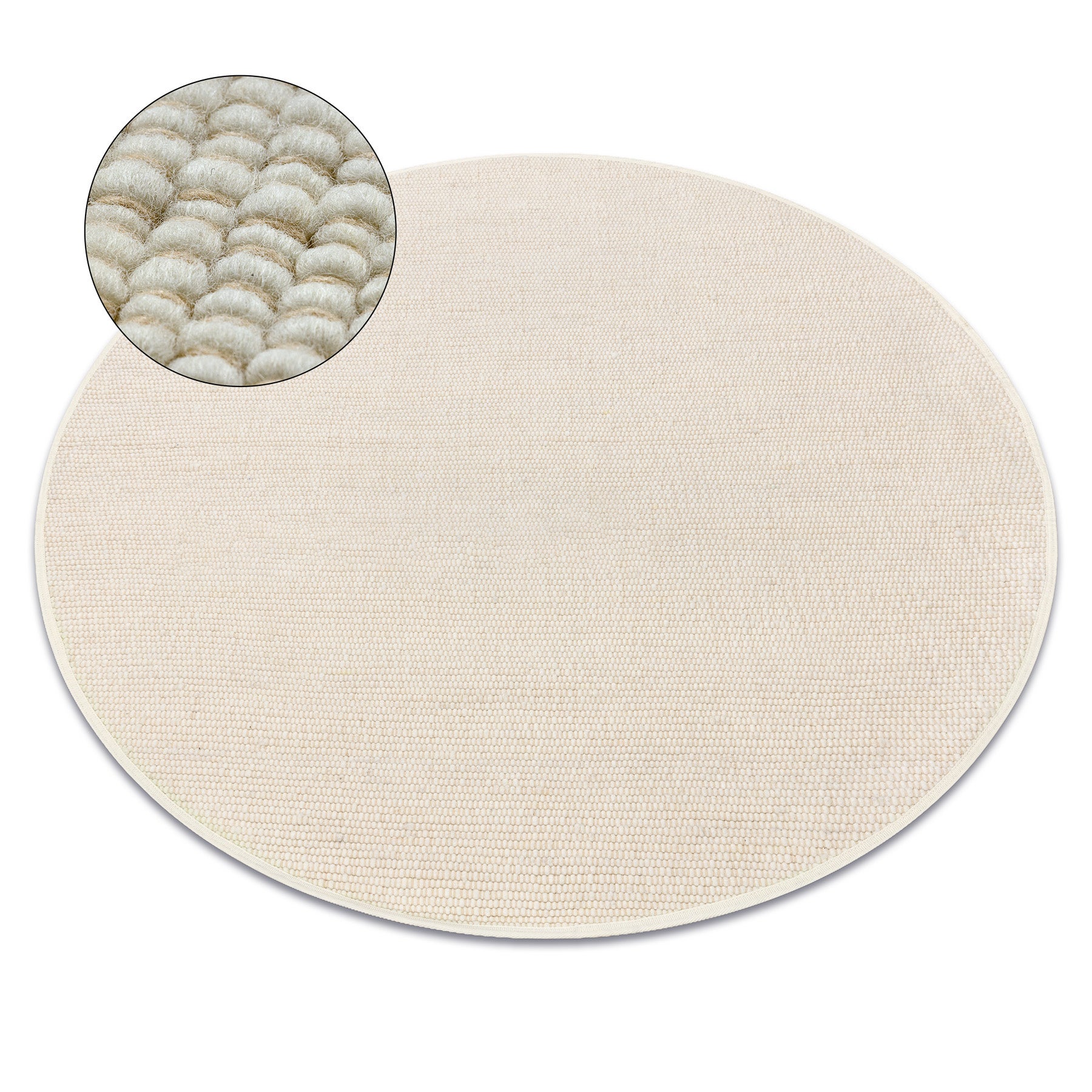 Dywan NEPAL 2100 koło natural, krem - wełniany, dwustronny, naturalny koło 120 cm