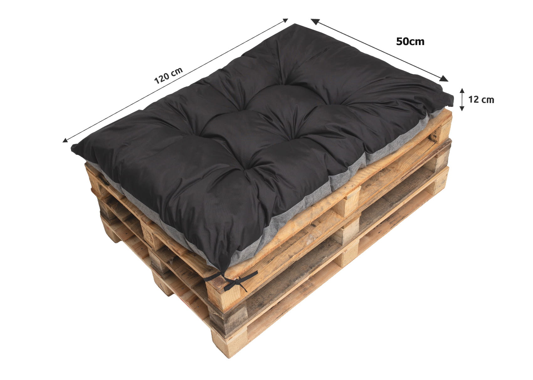 Poduszka ogrodowa na paletę 120x50cm poduszka na meble ogrodowe czarna, poduszka na balkon taras, poducha ogrodowa na meble z palet