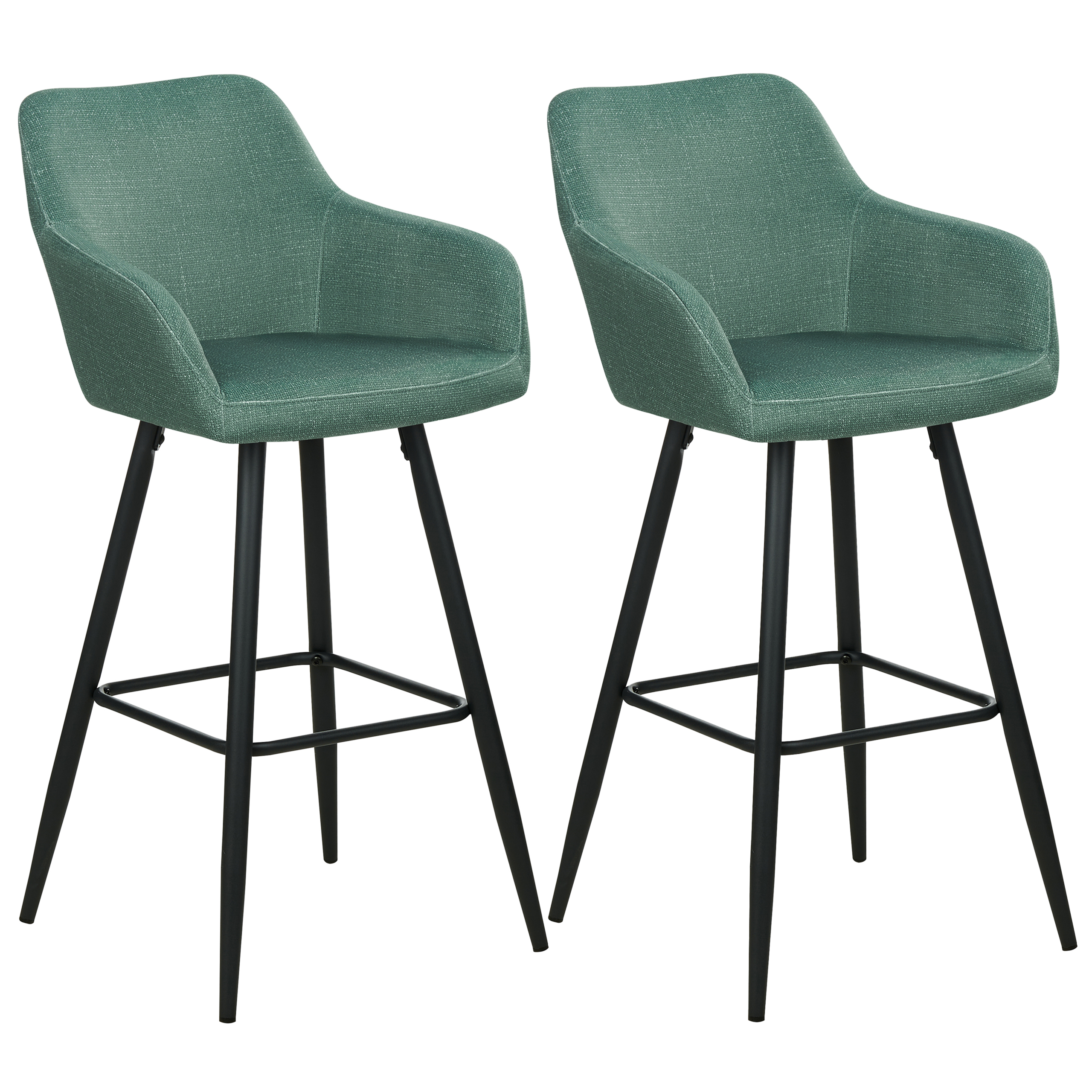 Beliani Conjunto De 2 Sillas De Bar Casmalia Terciopelo Verde/Oscuro , Leroy Merlin