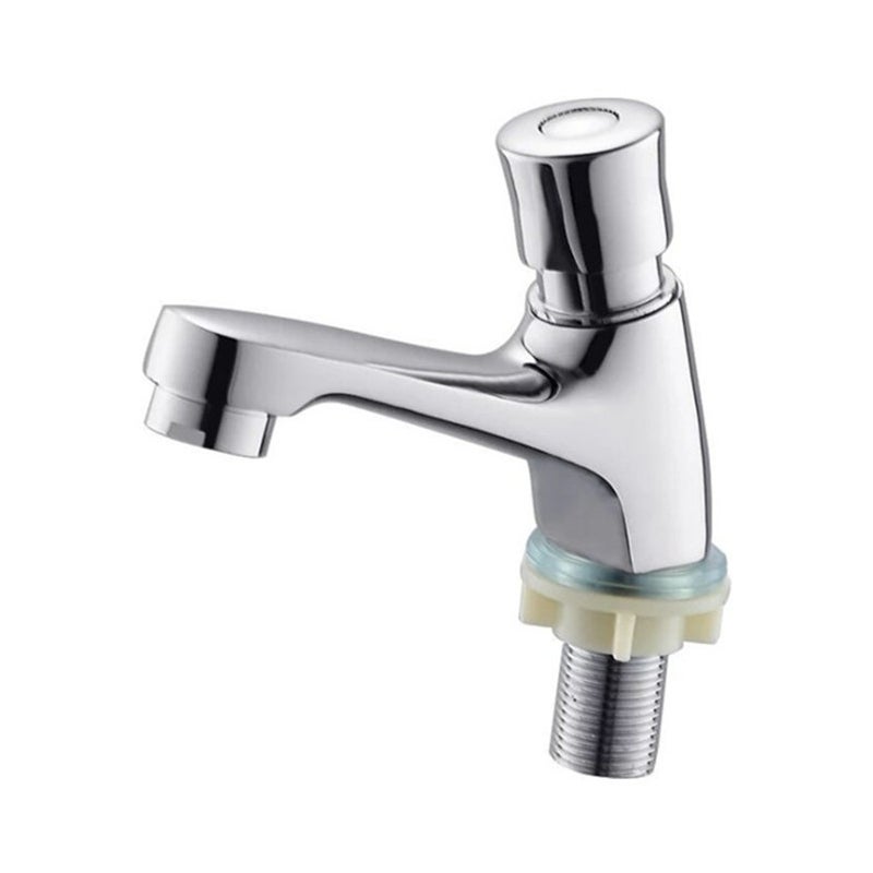 Chromowany kran czasowy z automatycznym wyłączaniem, oszczędzający wodę kran czasowy do zlewu, publiczny kran do kuchni i łazienki.