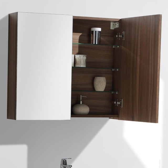 Armoire de toilette bloc-miroir SIENA largeur 80 cm noyer