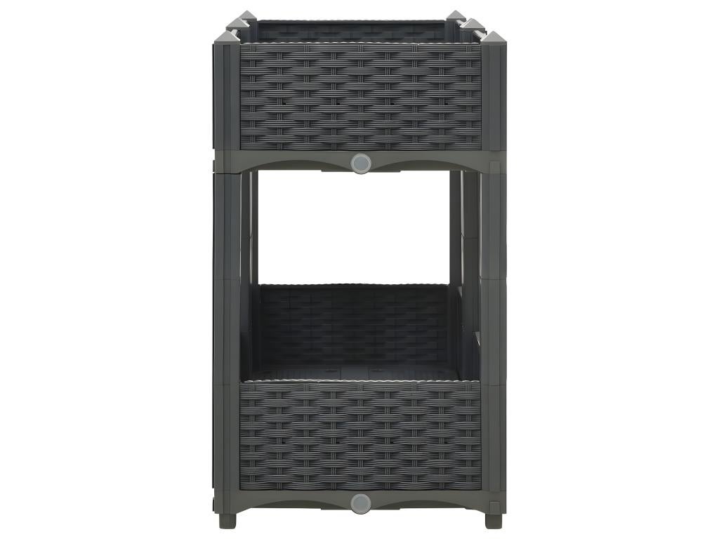 Fioriera aiuola rialzata piante fiori giardino80 x 40 x 71 cm polipropilene grigio scuro 02_0000948 - 6