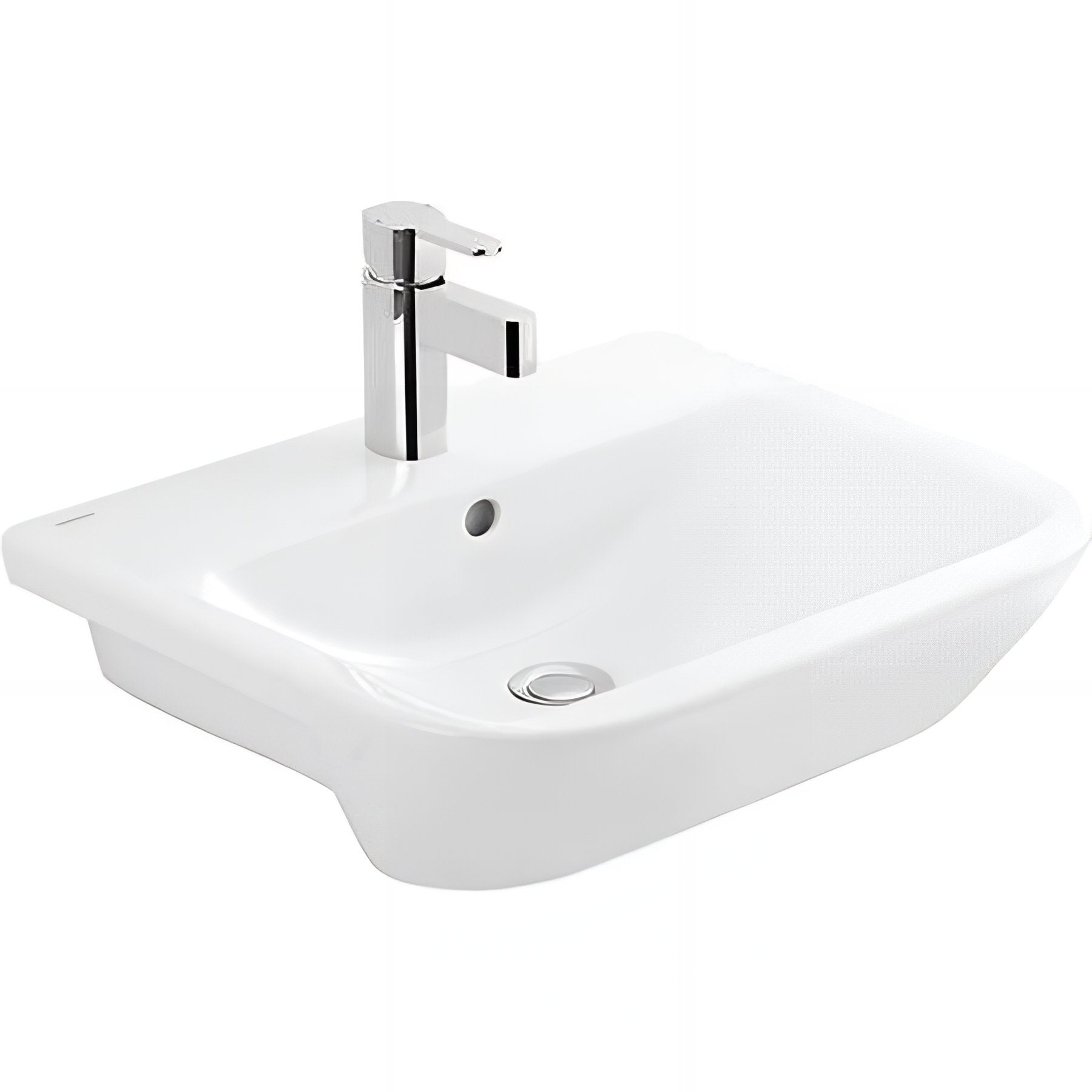 Lavabo semi encastre céramique traditionnelle SANINDUSA 54 Look blanc - 2