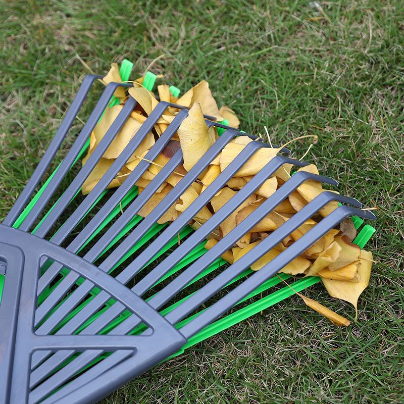 Grabie do liści, miotło-wachlarz, grabie do zamiatania ogrodu, plastikowe grabie do liści, praktyczna miotła z zębami do zamiatania liści i trawy - 3