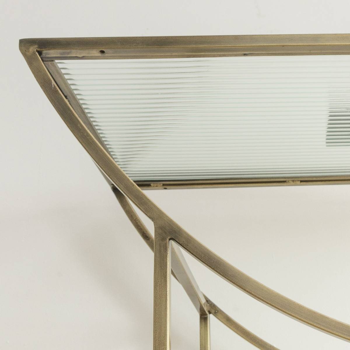 Console en métal doré et verre Léa - 4