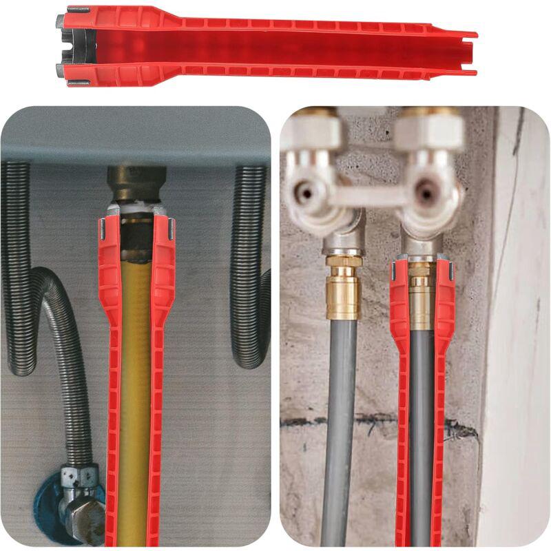 Clé de robinet 14 en 1, clé d'évier, outil d'installation de plomberie d'évier, outil de clé polyvalente pour évier/salle de bain - 5