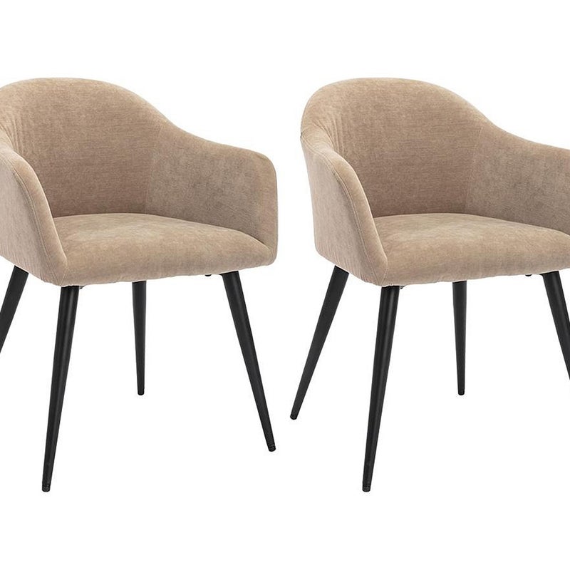 Zestaw 2 krzeseł BIBO - Imitacja weluru i metal - Beż