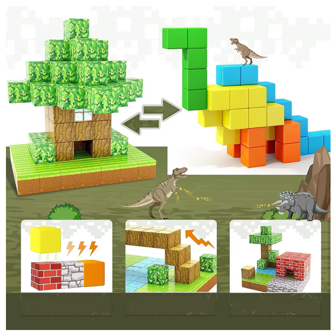 100 blocs de construction magnétiques, jouets de blocs de construction de blocs magnétiques Minecraft, cadeaux d'anniversaire et de noël pour enfants - 2