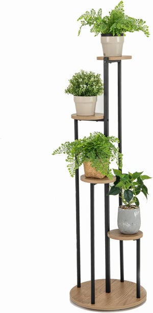 Étagère D’angle En Bambou 6 Niveaux Pour Plantes - 101x62x62 Cm - Rangement Salon Et Salle De Bain - Marron Foncé