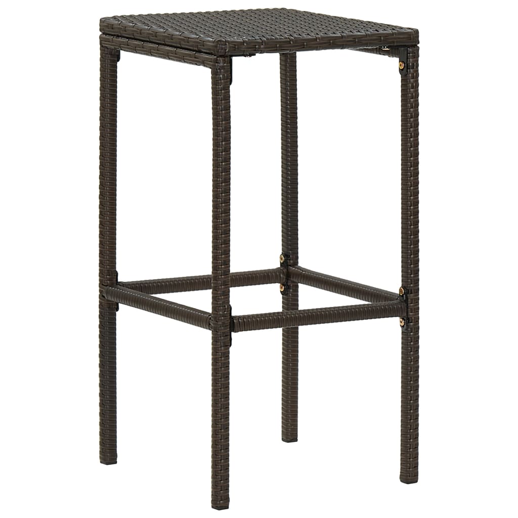 Tabourets de bar avec coussins 3 pcs Marron Résine tressée - 3