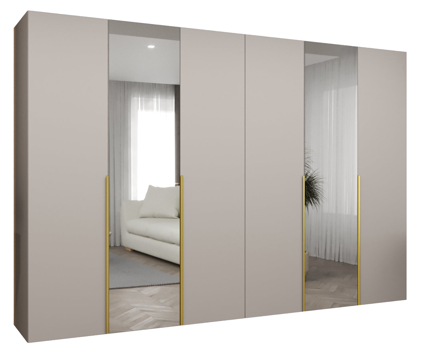 Szafa uchylna otwierana Alicante 2 300 x 52 x 202 cm kaszmir + u. złoty Abiks Meble