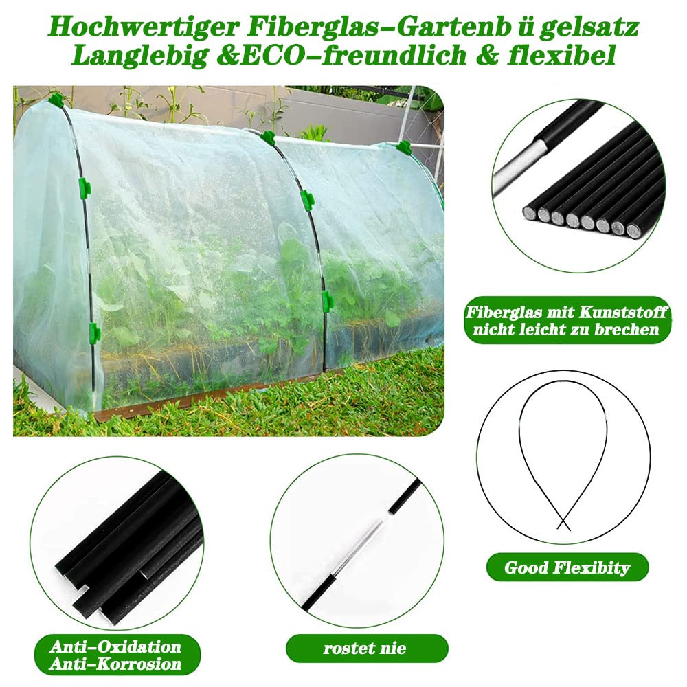 Garden Arceaux pour Serre Tunnel,Kit De Maison De Cerceau De Jardin, Arceaux pour Serre Tunnel pour La Protection des Plantes (18PCS) - 4