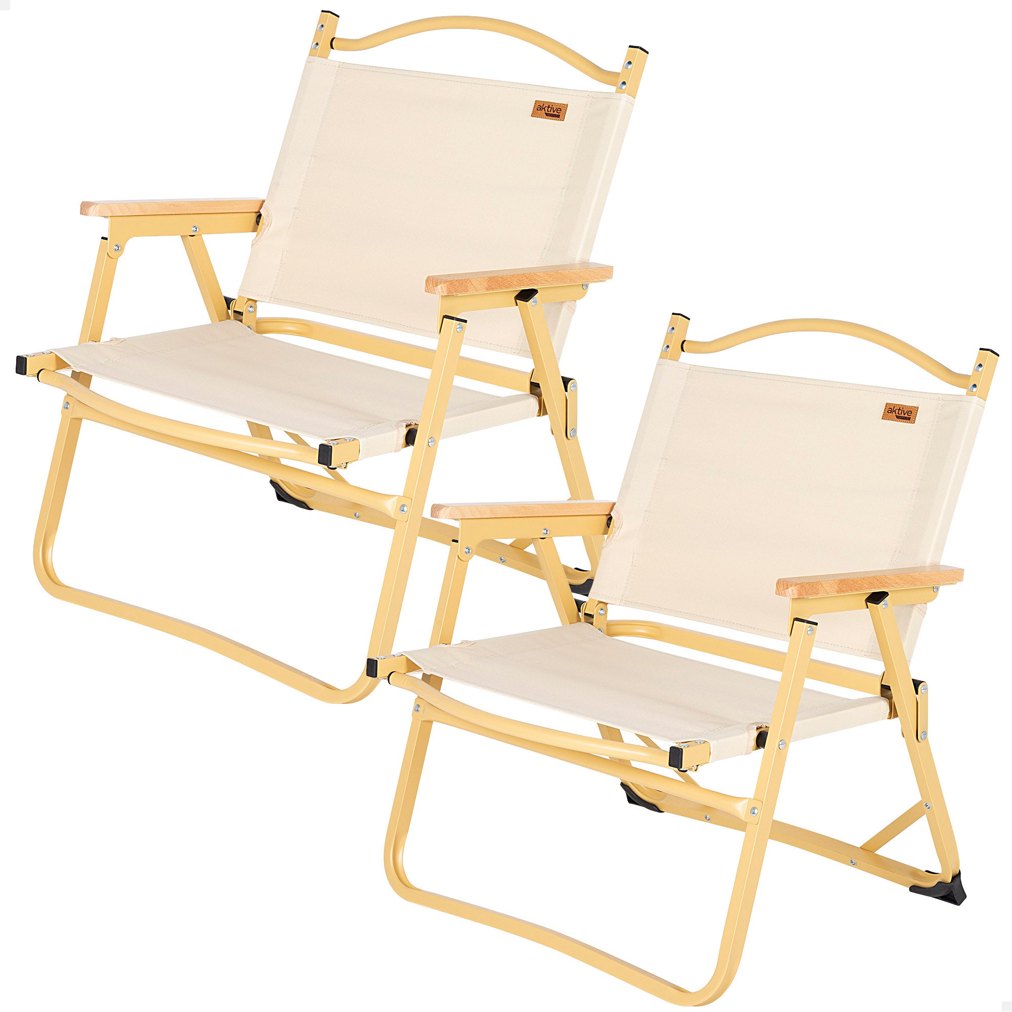 Pack 2 sillas plegables bajas glamping crema aluminio c/bolsillo aktive