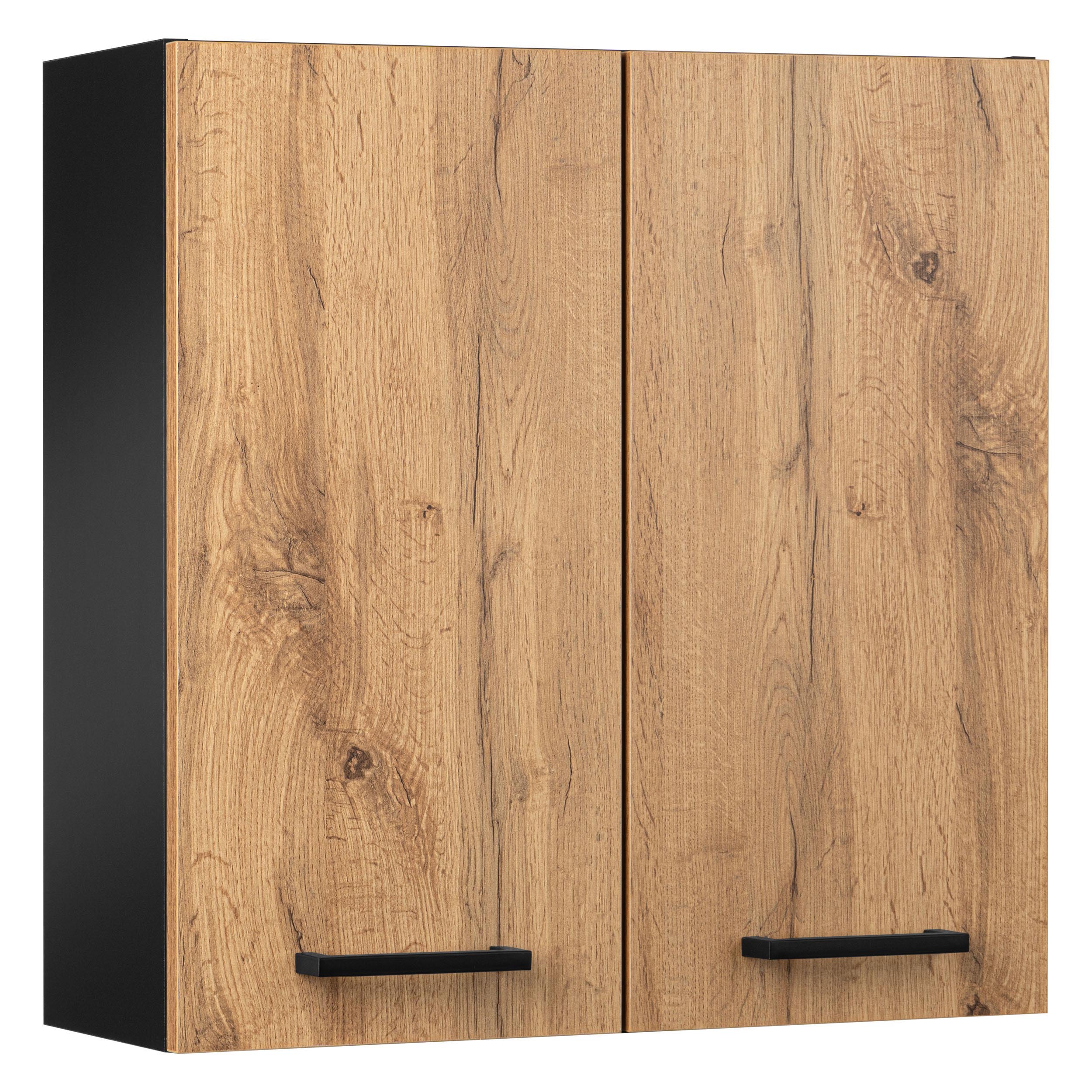 Szafka łazienkowa wisząca czarna matowa dąb wotan do łazienki loft 60 cm