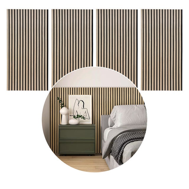 4x Panele akustyczne z drewna dębowego 120*60*2,1 cm do dekoracji ścian