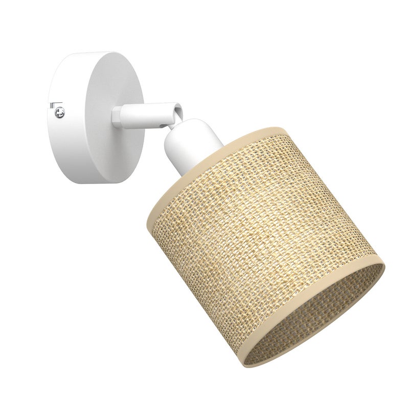 Reflektor sufitowy spot natynkowy Jute Spot okrągły kremowo-biały mat 1xE27x15W wym: 20 x 10 x 12 cm tkanina Luminex