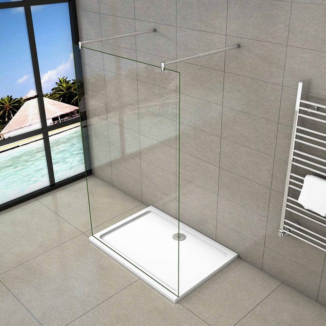 Parete Doccia Walk In 120x200 Cm - Vetro Temperato 8mm Anticalcare | Profilo Nero Opaco | Barra Stabilizzatrice Regolabile - Foto 10