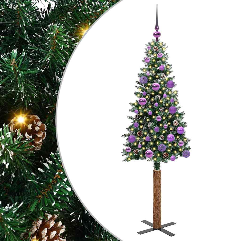 Szczupła Choinka z 150 diodami LED Zielony i Biały 150 cm