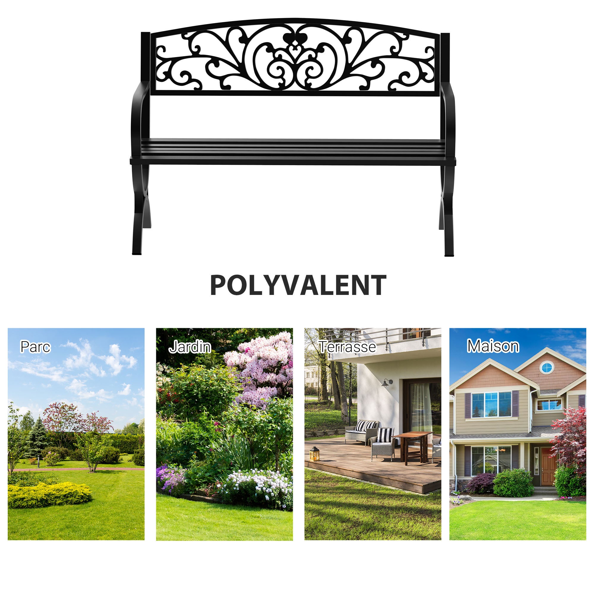 banc d'extérieur Métal Outsunny - 6