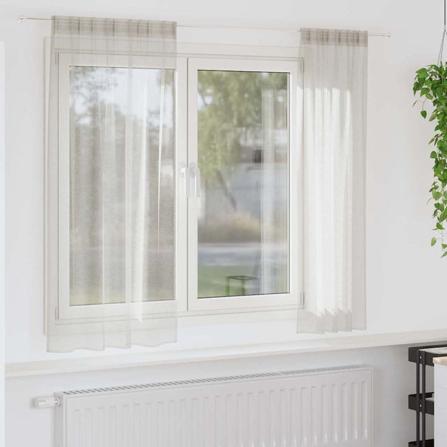 Firany Voile z zasłonami 2 pcs Kremowy 175 x 140 cm Poliester vidaXL