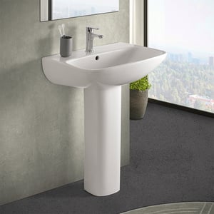 Lavandino A Colonna In Ceramica Bianco - Lavabo Autoportante Per Bagno, 58x47 Cm - Foto 8