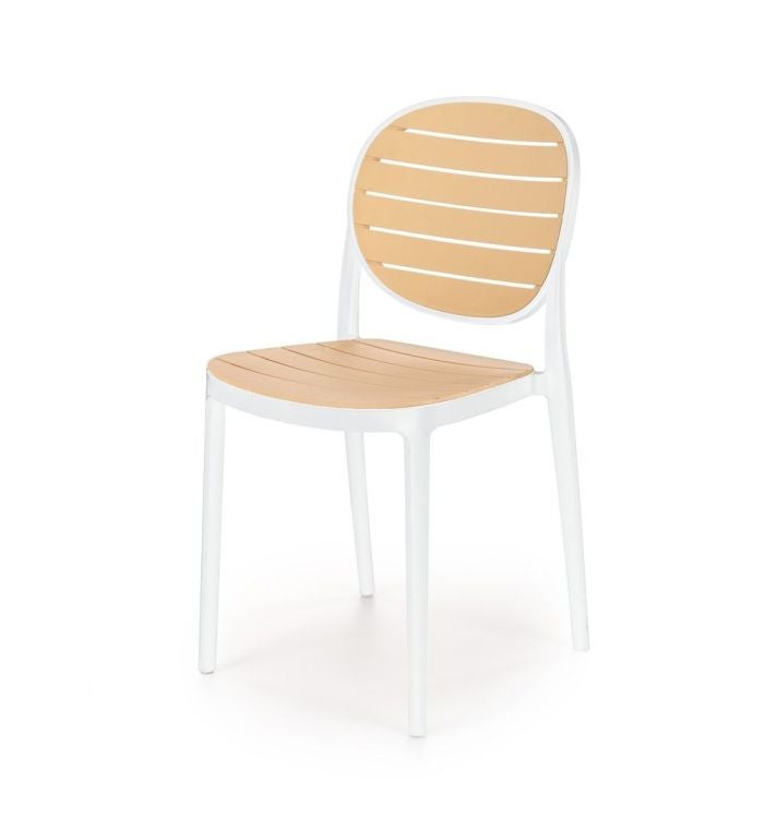 Krzesło K529 białe/beżowe z tworzywa PVC